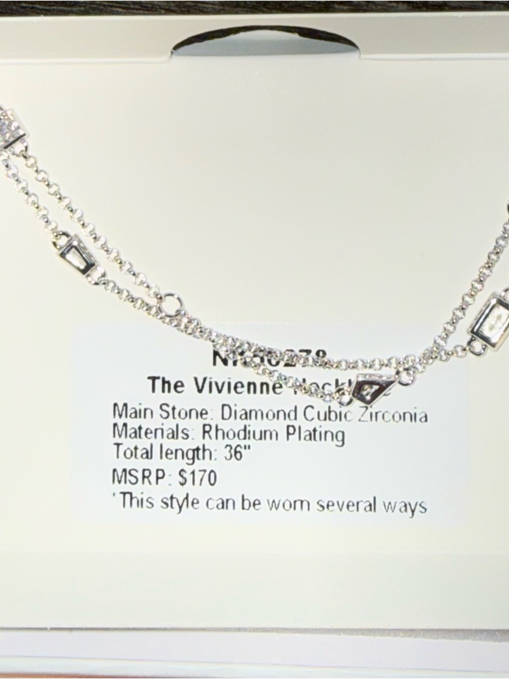 Bomb Party April 2026 "The Vivienne" Necklace on Rhodium 36"